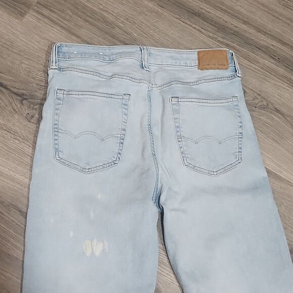 American Eagle Athletic Straight Airflex High Rise Medium Wash Jeans - Picture 7 of 9